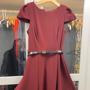 Belted Fit-&-Flare Dress - Calvin Klien